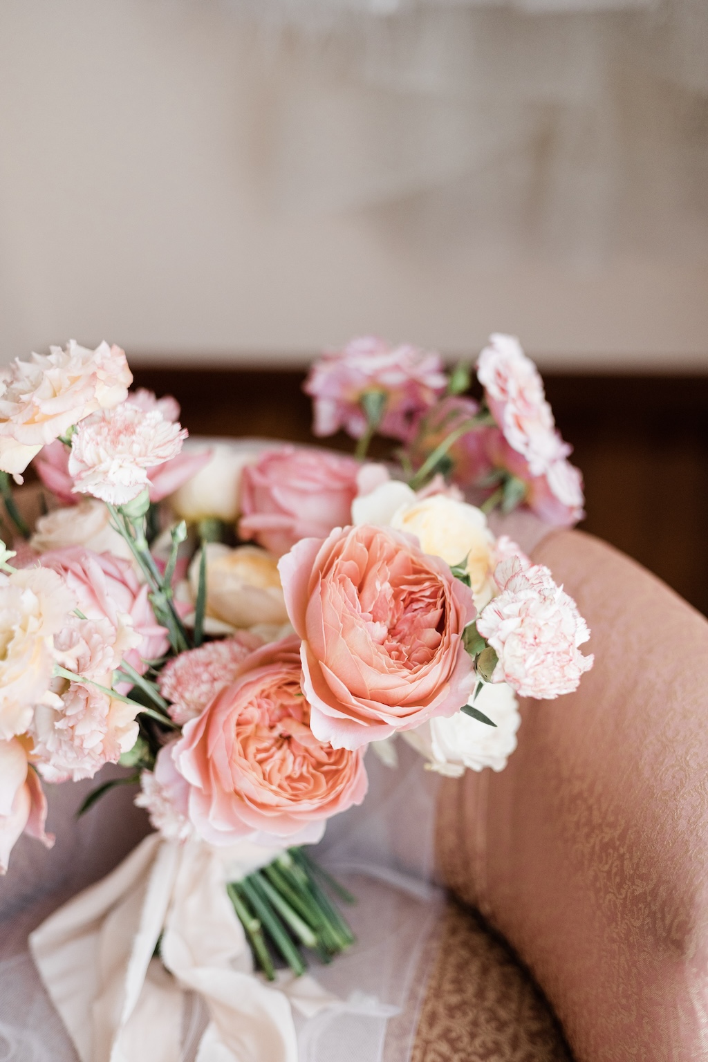 bridal bouquet coral english roses Romantic Antike