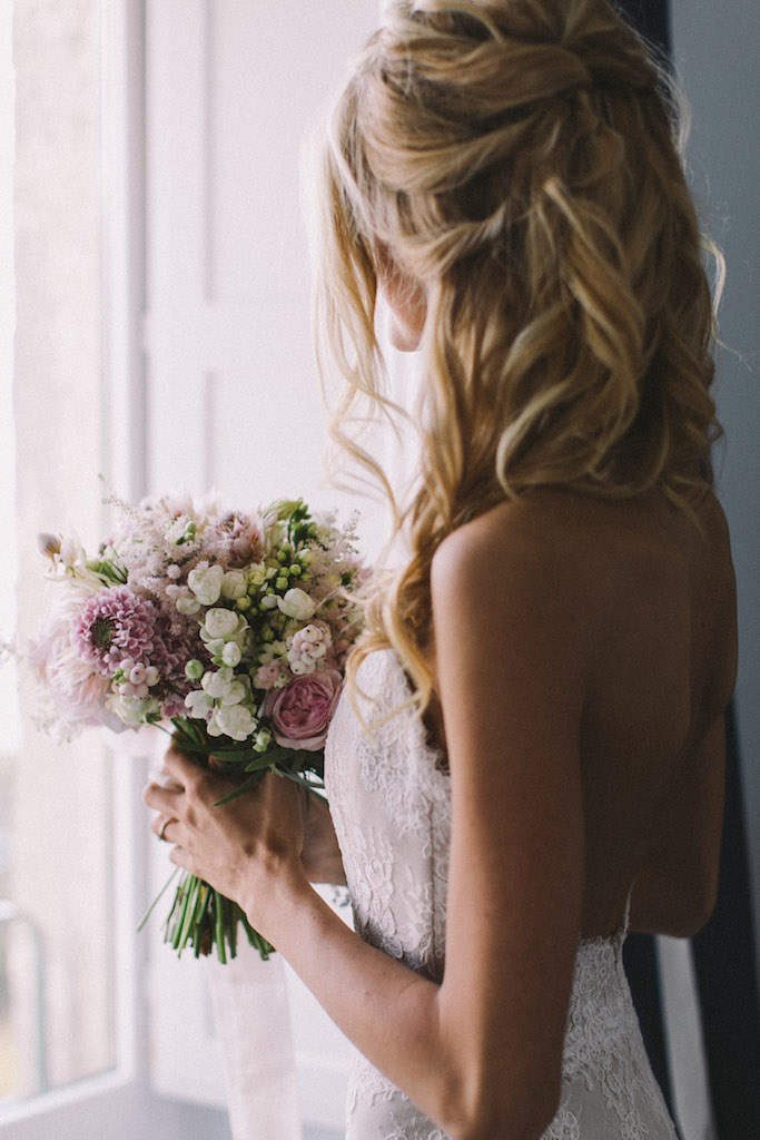 bouquet sposa con rose inglesi rosa