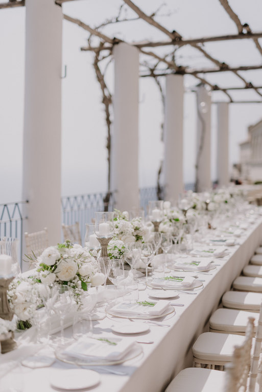 centrotavola per tavola rettangolare per matrimonio sul mare