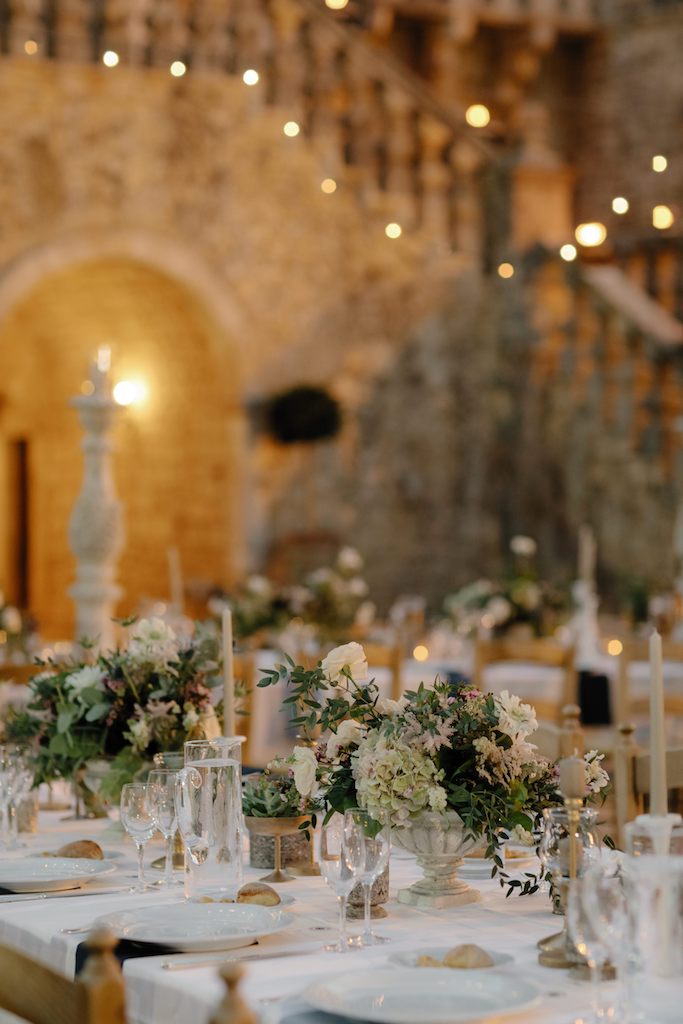 Centrotavola per matrimonio nella corte di Castello Marchione