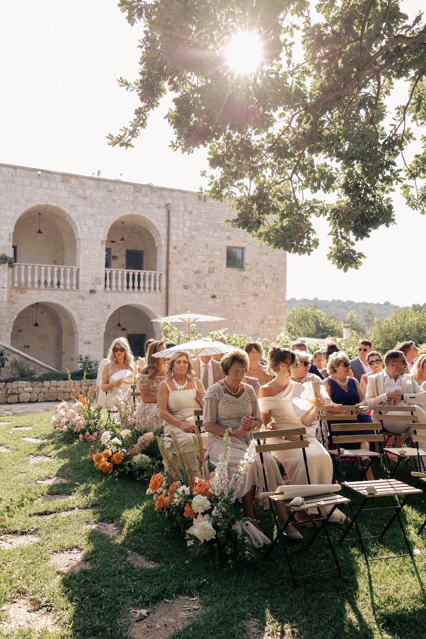 symbolic wedding ceremony in Masseria Grieco garden