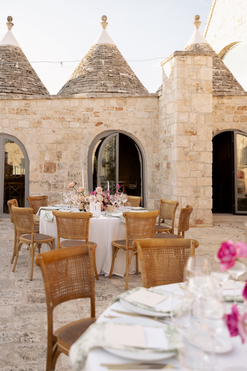 indian wedding table layout at Masseria Grieco