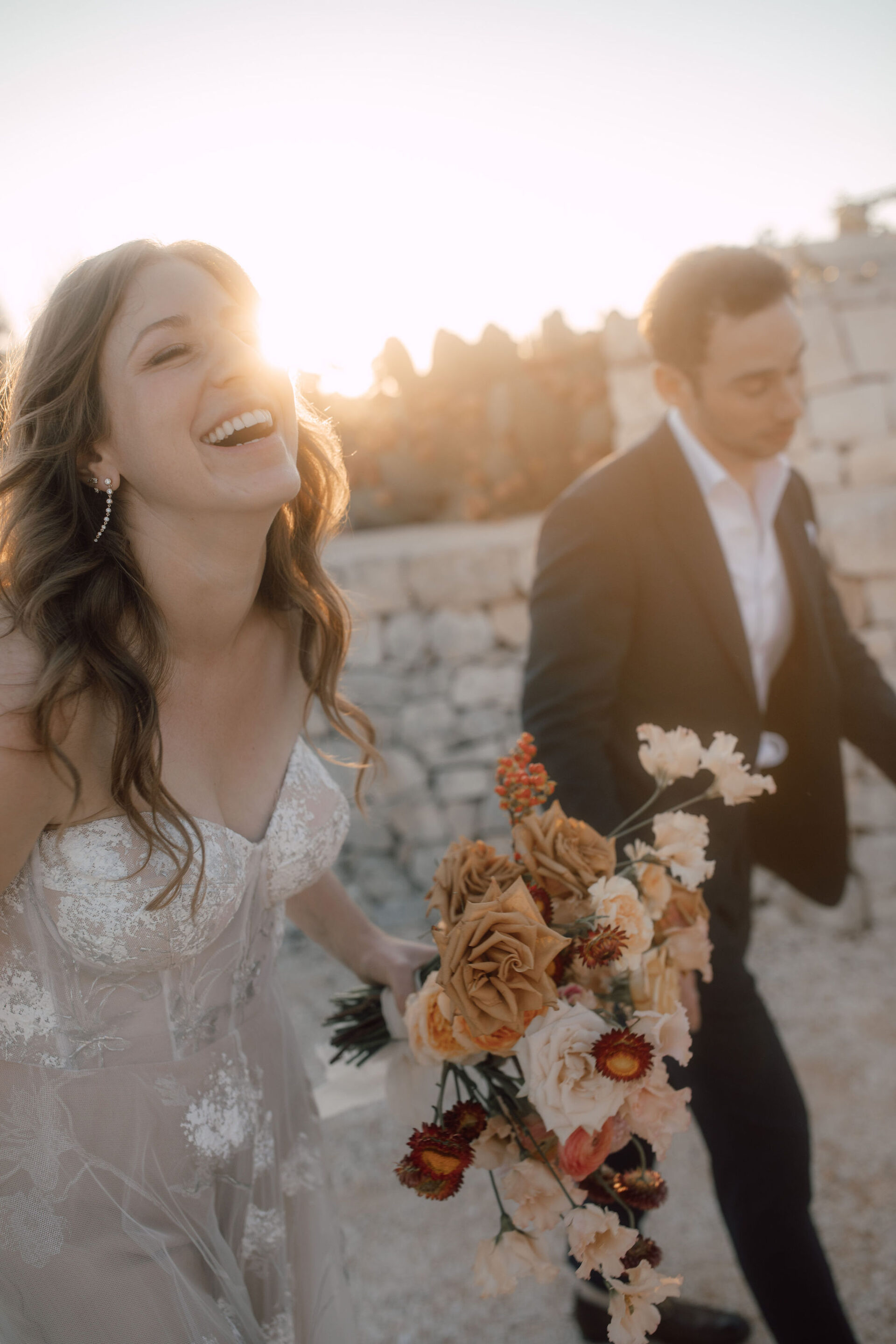 Bouquet sposa caramello e colori pastello Puglia