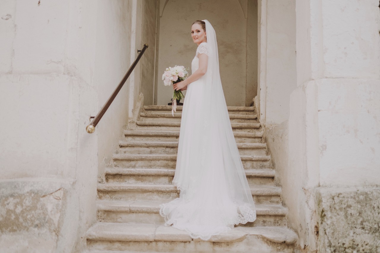Bouquet da sposa bianco e blush