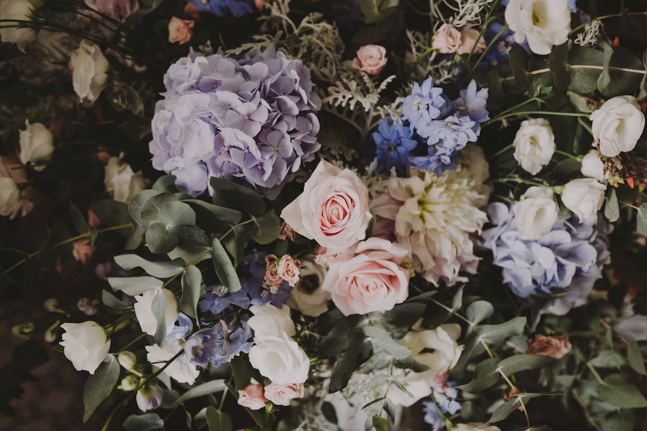 Fiori per matrimonio rosa quartz e celeste serenity