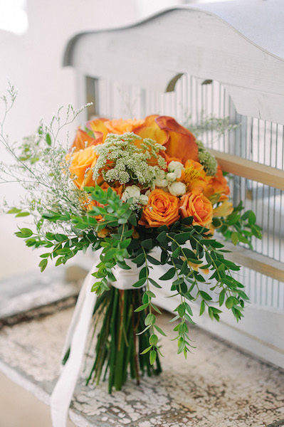 bouquet sposa nei toni dell'arancio